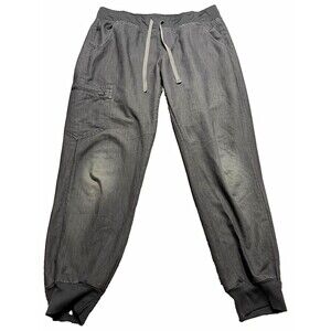 FIGS Technical Collection Scrub Jogger Pants Women's M Petite Gray Cargo Pockets